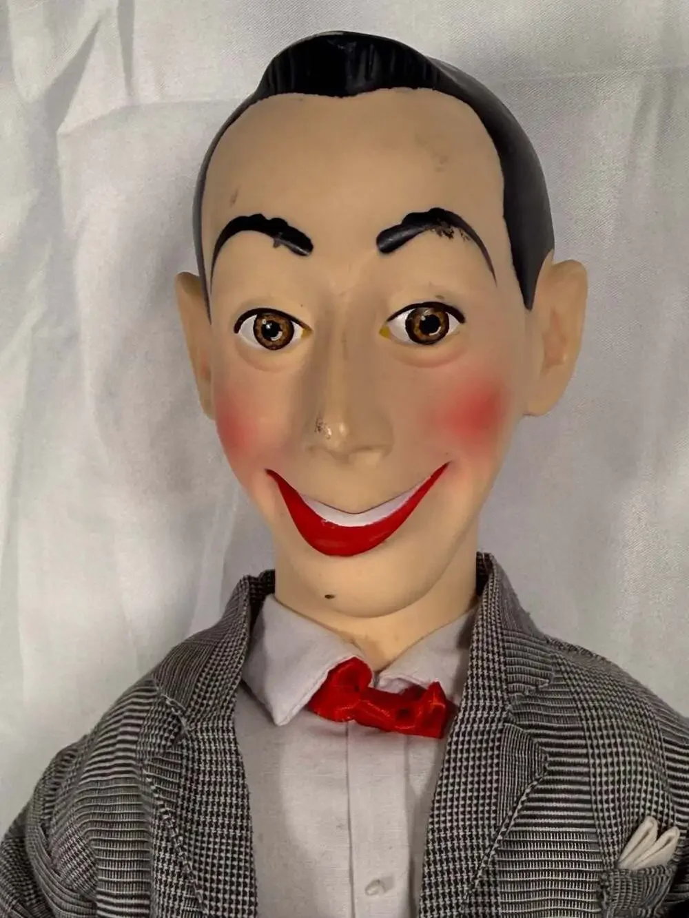 Vintage 1980s Pee-Wee Herman Pull String Talking Doll with Grey Suit